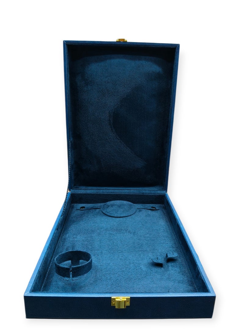 Al Seraj Luxury Jewelry Organizer Set for Women – Premium Rexine & Soft Suede Jewellery Box with Removable Bangle Holder | Necklace, Ring, Earring, Bracelet Storage | Blue (35×25×7.5 cm) - Image 1